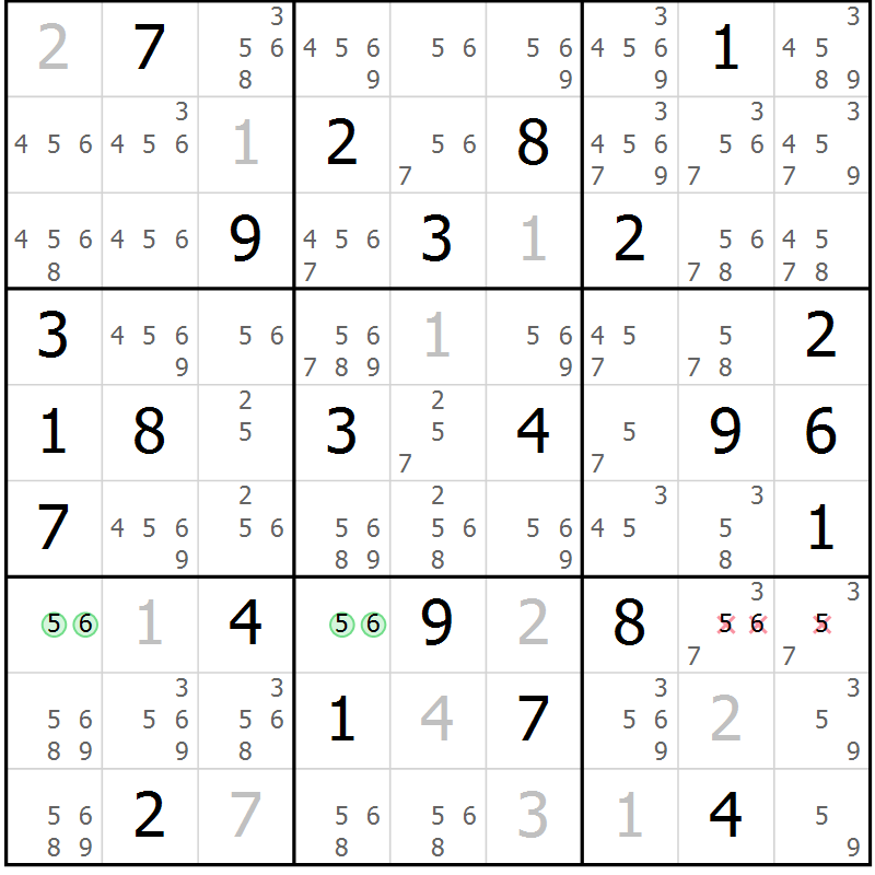 Position des candidats pour la solution de la Gr 37 page 40 du magazine de sudoku Maestro n° 097