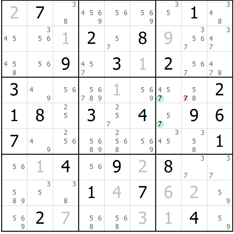Position des candidats pour la solution de la Gr 37 page 40 du magazine de sudoku Maestro n° 097