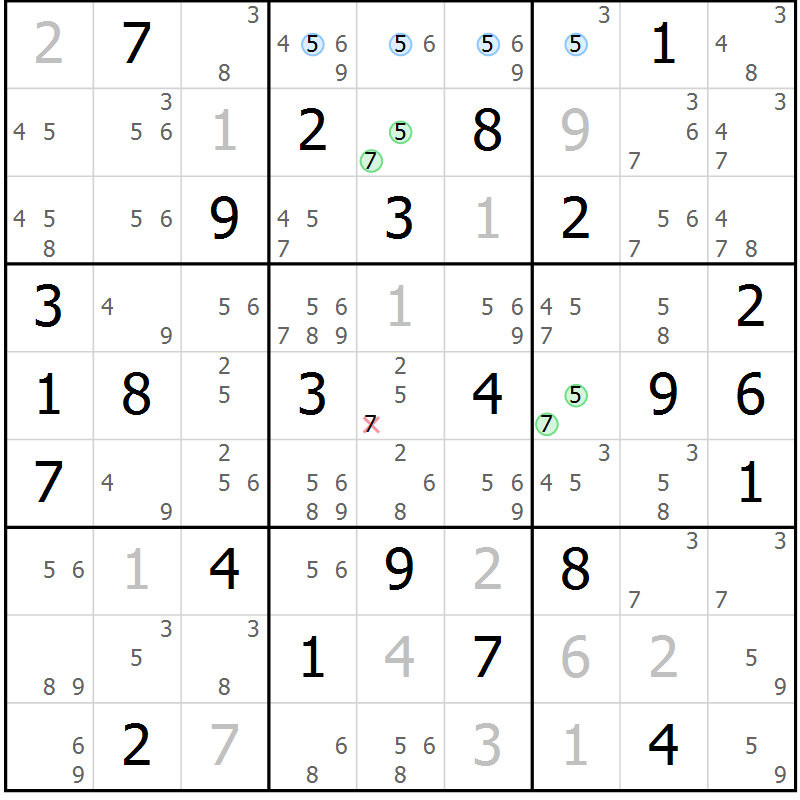 Position des candidats pour la solution de la Gr 37 page 40 du magazine de sudoku Maestro n° 097