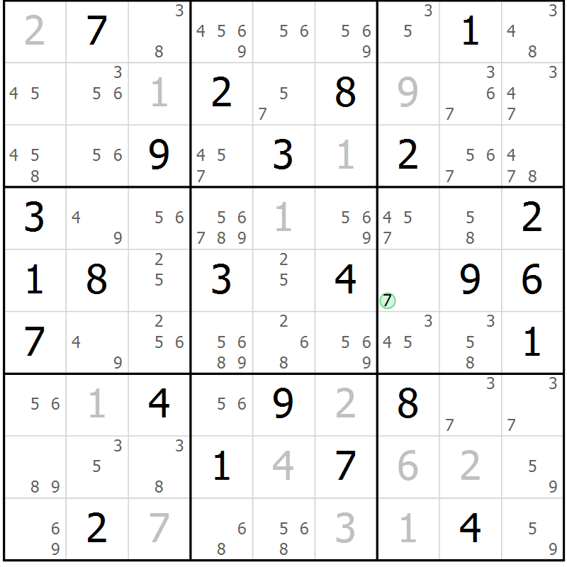 Position des candidats pour la solution de la Gr 37 page 40 du magazine de sudoku Maestro n° 097