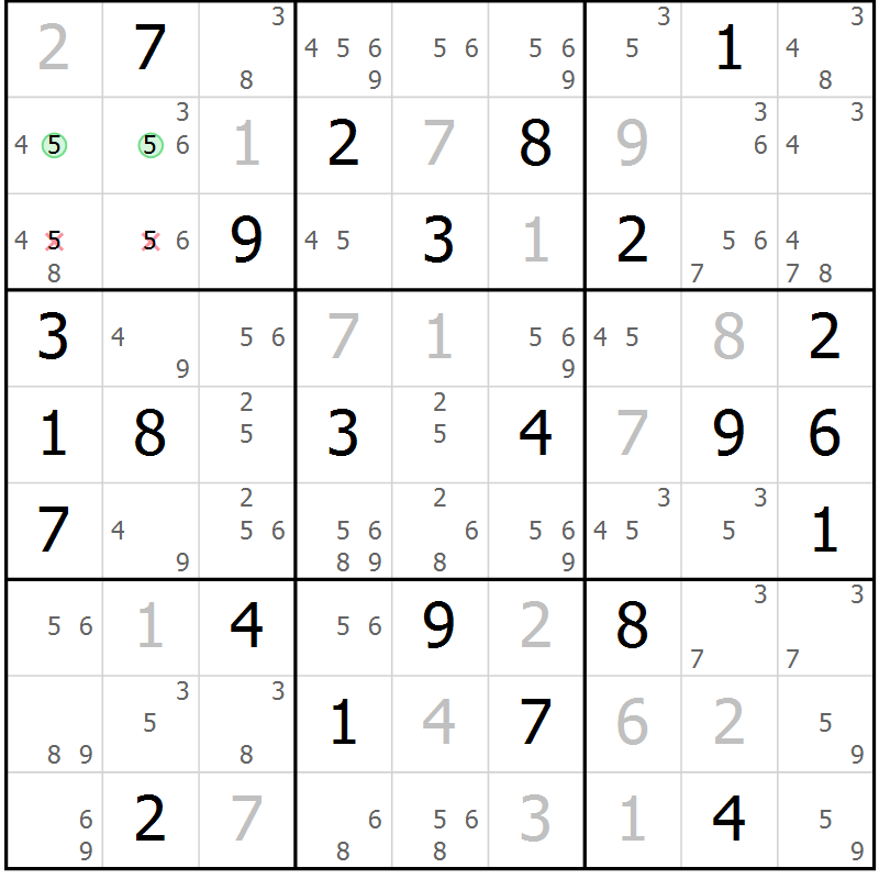 Position des candidats pour la solution de la Gr 37 page 40 du magazine de sudoku Maestro n° 097