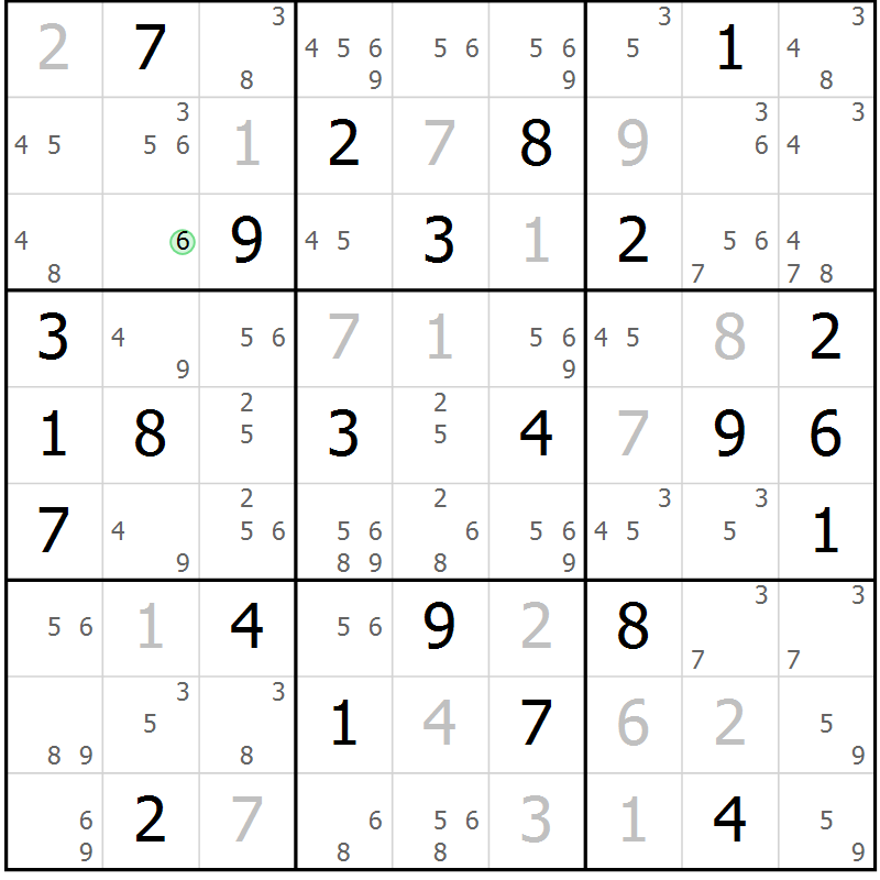 Position des candidats pour la solution de la Gr 37 page 40 du magazine de sudoku Maestro n° 097