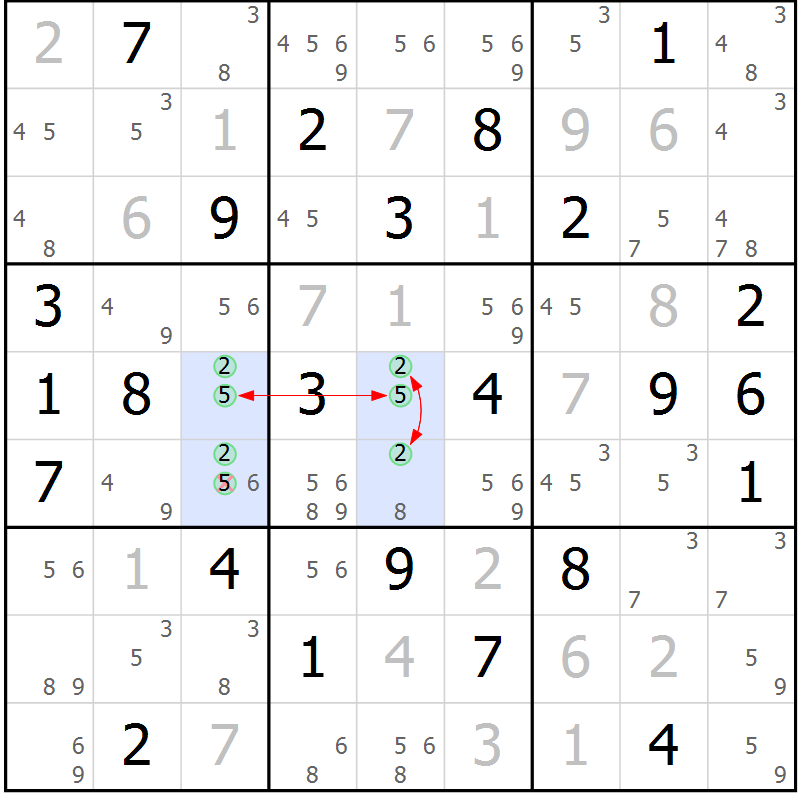 Position des candidats pour la solution de la Gr 37 page 40 du magazine de sudoku Maestro n° 097