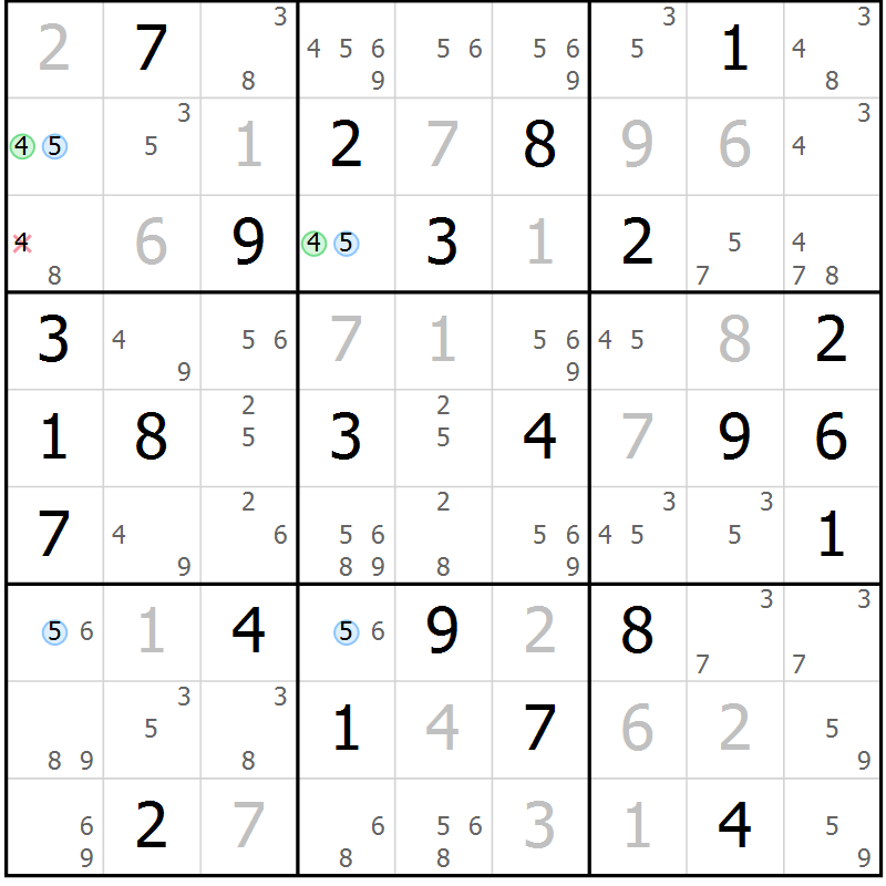 Position des candidats pour la solution de la Gr 37 page 40 du magazine de sudoku Maestro n° 097