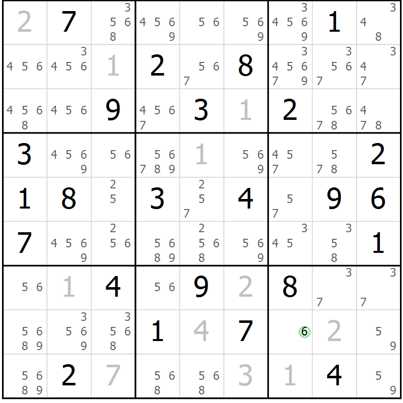 Position des candidats pour la solution de la Gr 37 page 40 du magazine de sudoku Maestro n° 097