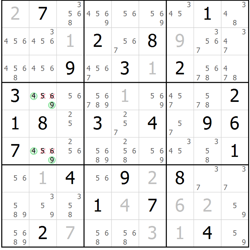 Position des candidats pour la solution de la Gr 37 page 40 du magazine de sudoku Maestro n° 097