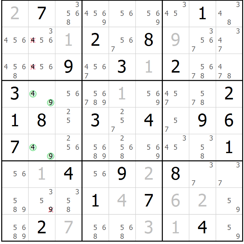 Position des candidats pour la solution de la Gr 37 page 40 du magazine de sudoku Maestro n° 097
