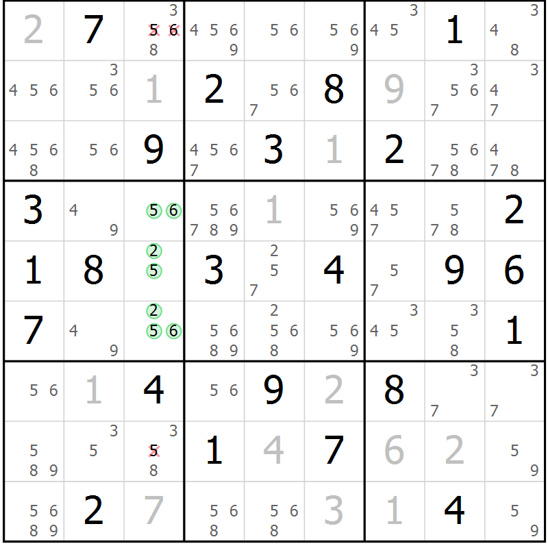 Position des candidats pour la solution de la Gr 37 page 40 du magazine de sudoku Maestro n° 097