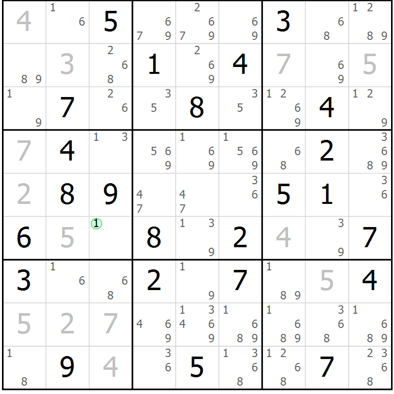 Position des candidats pour la solution de la Gr 38 page 41 du magazine de sudoku Maestro n° 097