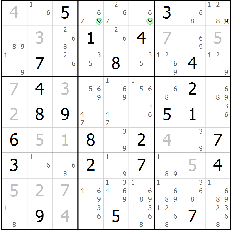 Position des candidats pour la solution de la Gr 38 page 41 du magazine de sudoku Maestro n° 097