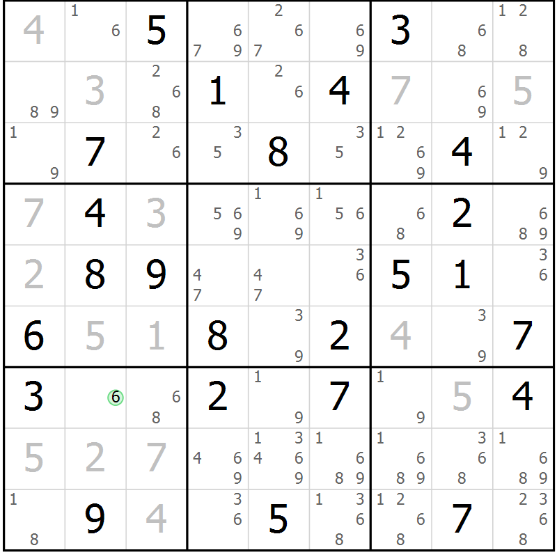 Position des candidats pour la solution de la Gr 38 page 41 du magazine de sudoku Maestro n° 097