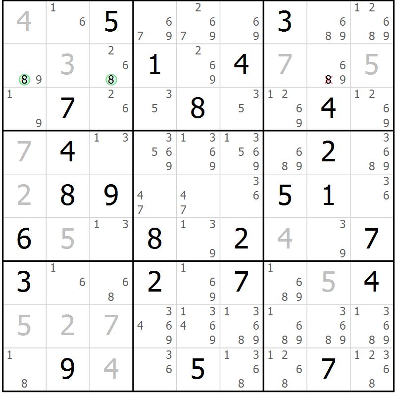Position des candidats pour la solution de la Gr 38 page 41 du magazine de sudoku Maestro n° 097
