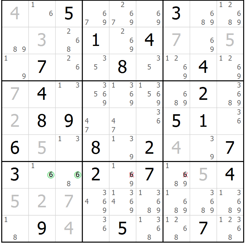 Position des candidats pour la solution de la Gr 38 page 41 du magazine de sudoku Maestro n° 097