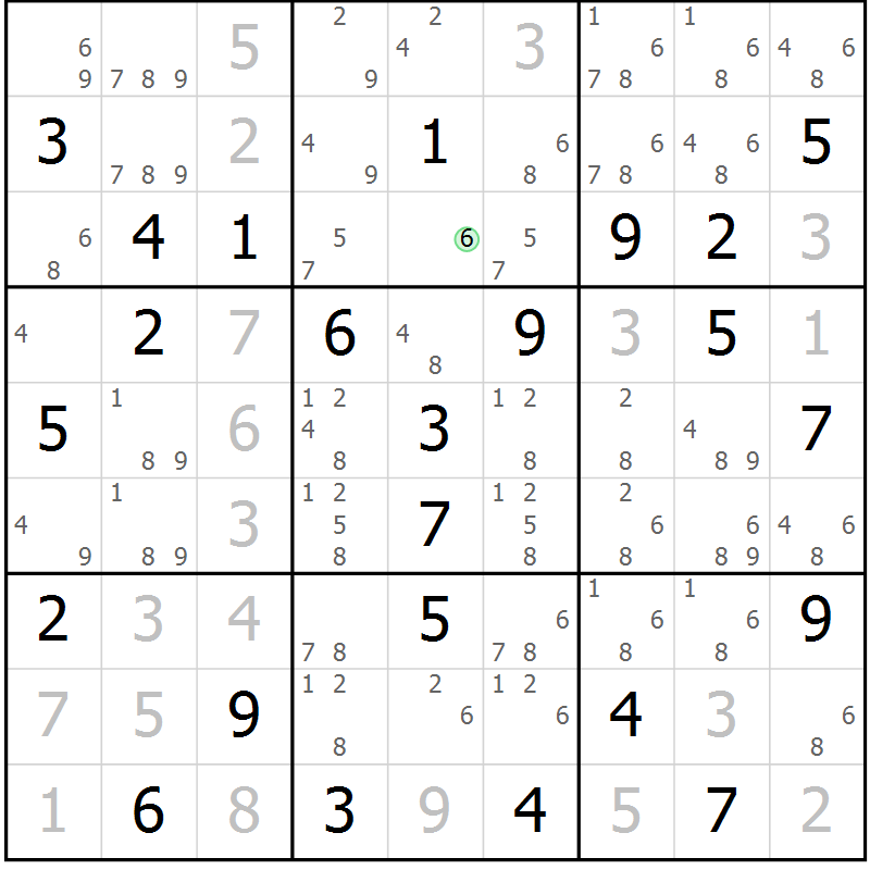 Position des candidats pour la solution de la Gr 39 page 42 du magazine de sudoku Maestro n° 097