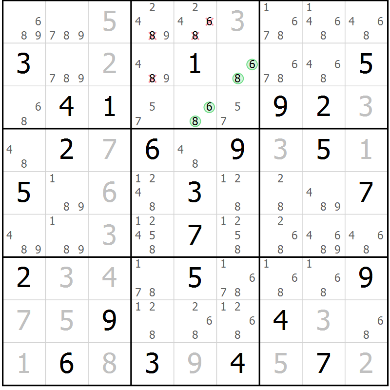 Position des candidats pour la solution de la Gr 39 page 42 du magazine de sudoku Maestro n° 097