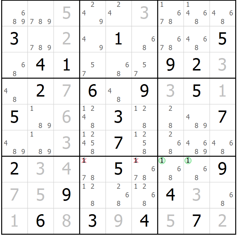 Position des candidats pour la solution de la Gr 39 page 42 du magazine de sudoku Maestro n° 097