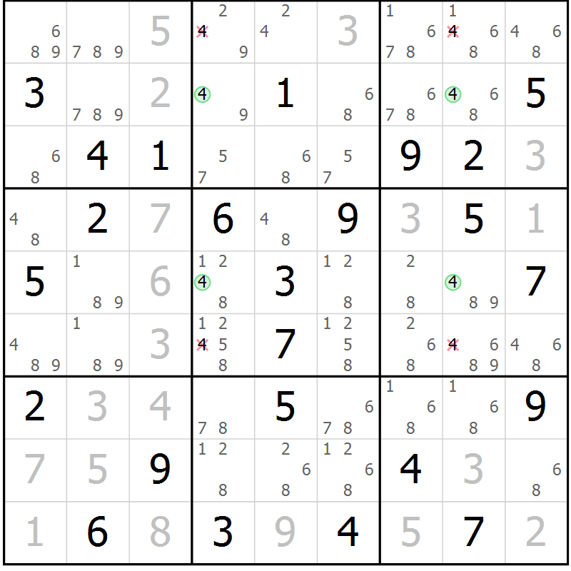 Position des candidats pour la solution de la Gr 39 page 42 du magazine de sudoku Maestro n° 097