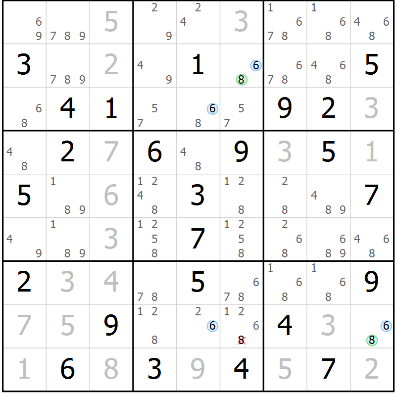 Position des candidats pour la solution de la Gr 39 page 42 du magazine de sudoku Maestro n° 097