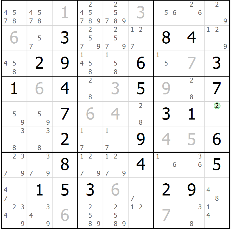 Position des candidats pour la solution de la Gr 4 page 7 du magazine de sudoku Maestro n° 097