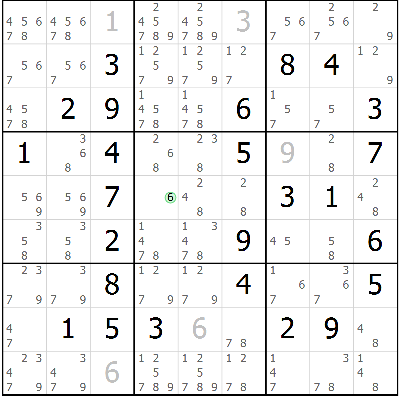 Position des candidats pour la solution de la Gr 4 page 7 du magazine de sudoku Maestro n° 097