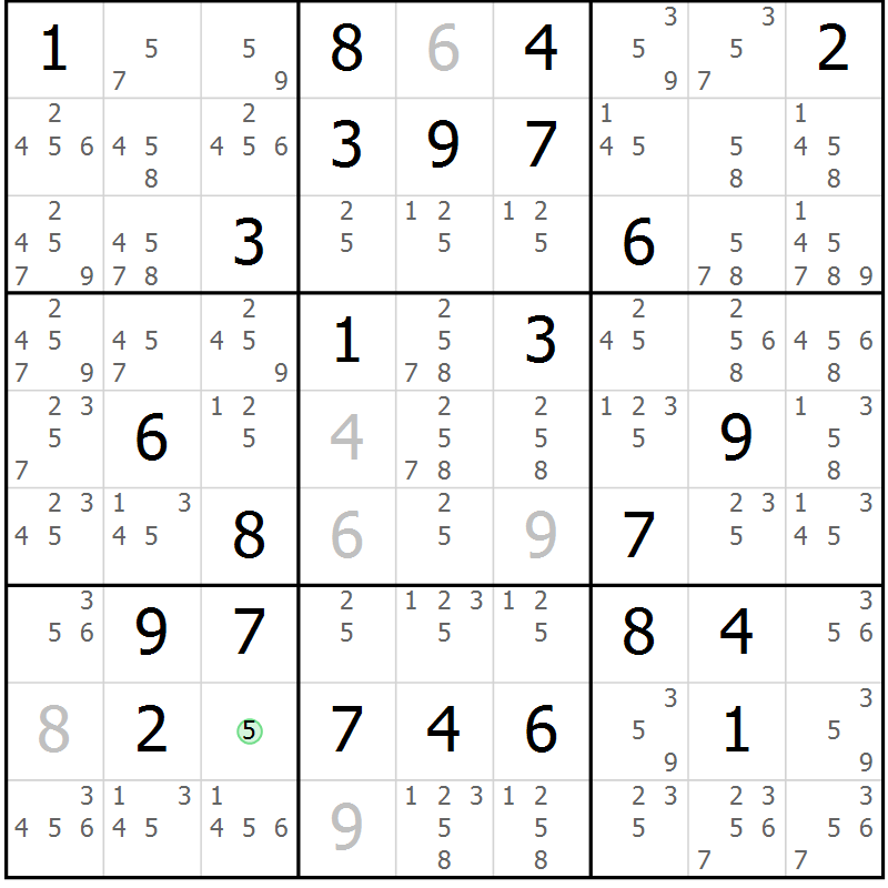 Position des candidats pour la solution de la Gr 41 page 44 du magazine de sudoku Maestro n° 097