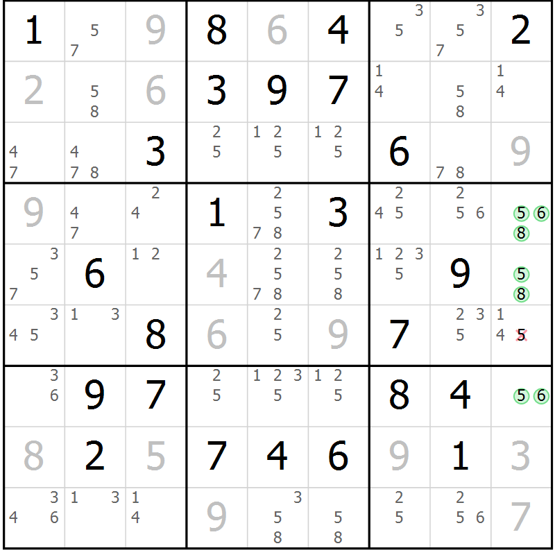 Position des candidats pour la solution de la Gr 41 page 44 du magazine de sudoku Maestro n° 097
