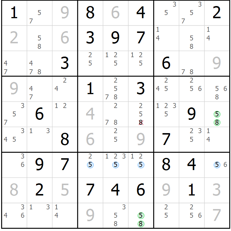 Position des candidats pour la solution de la Gr 41 page 44 du magazine de sudoku Maestro n° 097