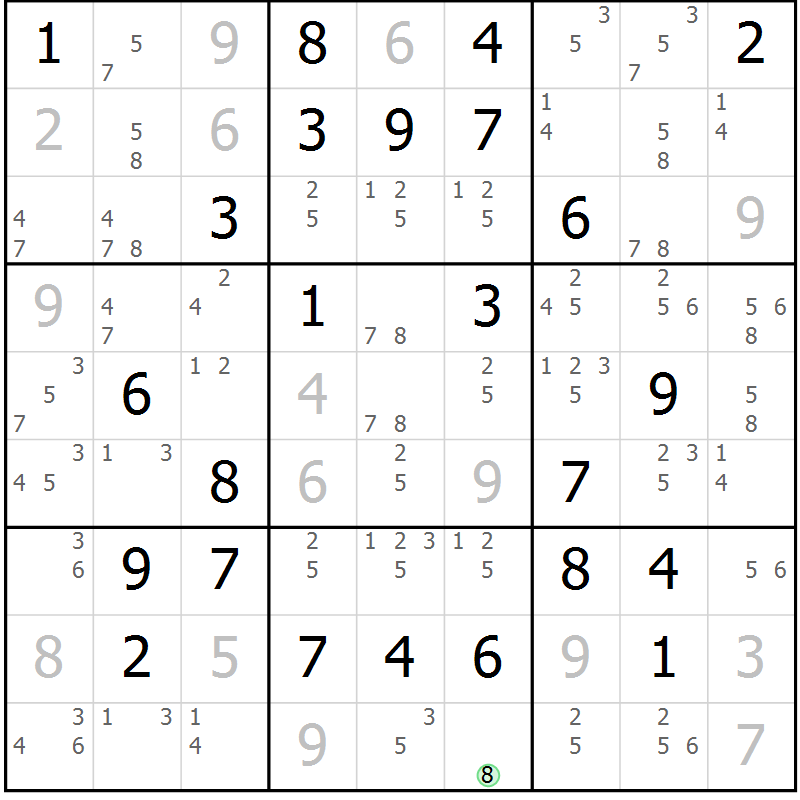 Position des candidats pour la solution de la Gr 41 page 44 du magazine de sudoku Maestro n° 097