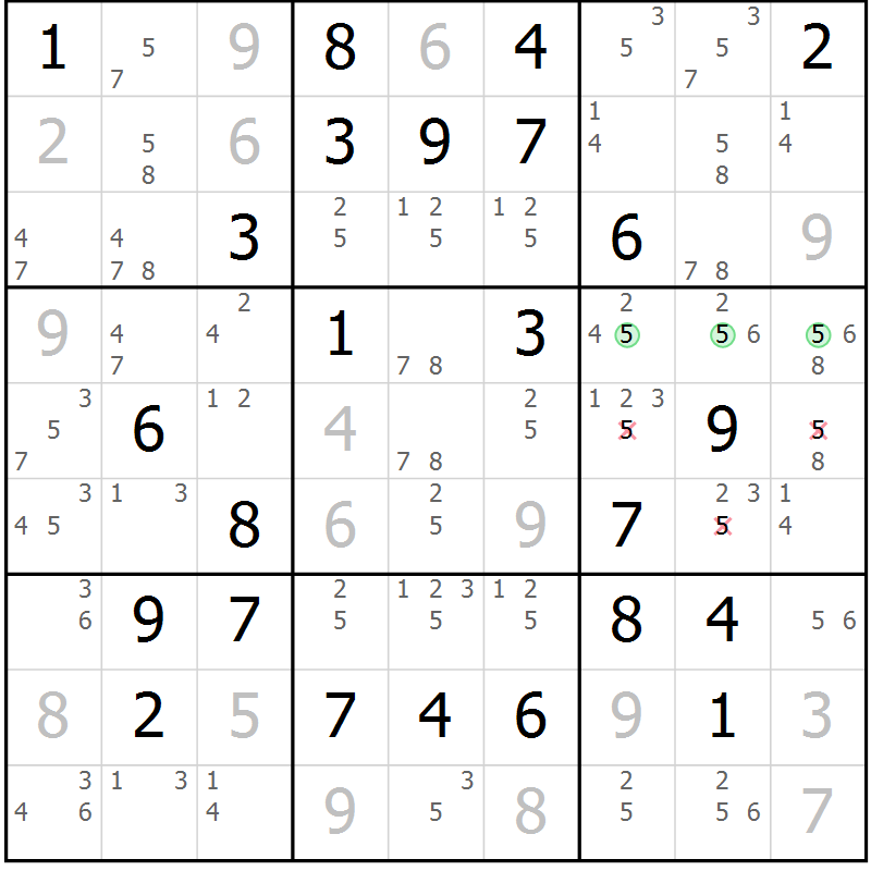 Position des candidats pour la solution de la Gr 41 page 44 du magazine de sudoku Maestro n° 097