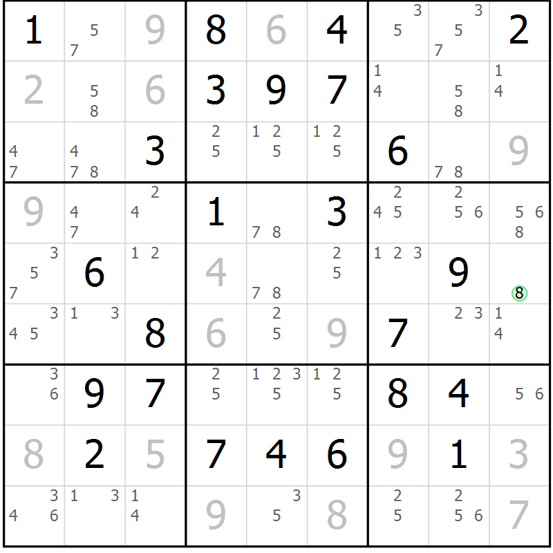 Position des candidats pour la solution de la Gr 41 page 44 du magazine de sudoku Maestro n° 097