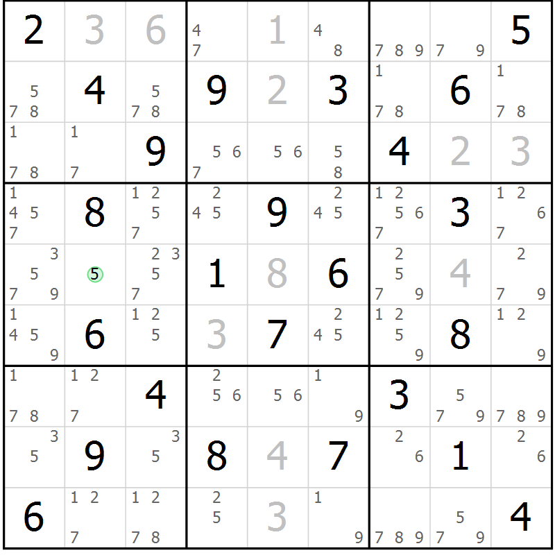 Position des candidats pour la solution de la Gr 42 page 45 du magazine de sudoku Maestro n° 097