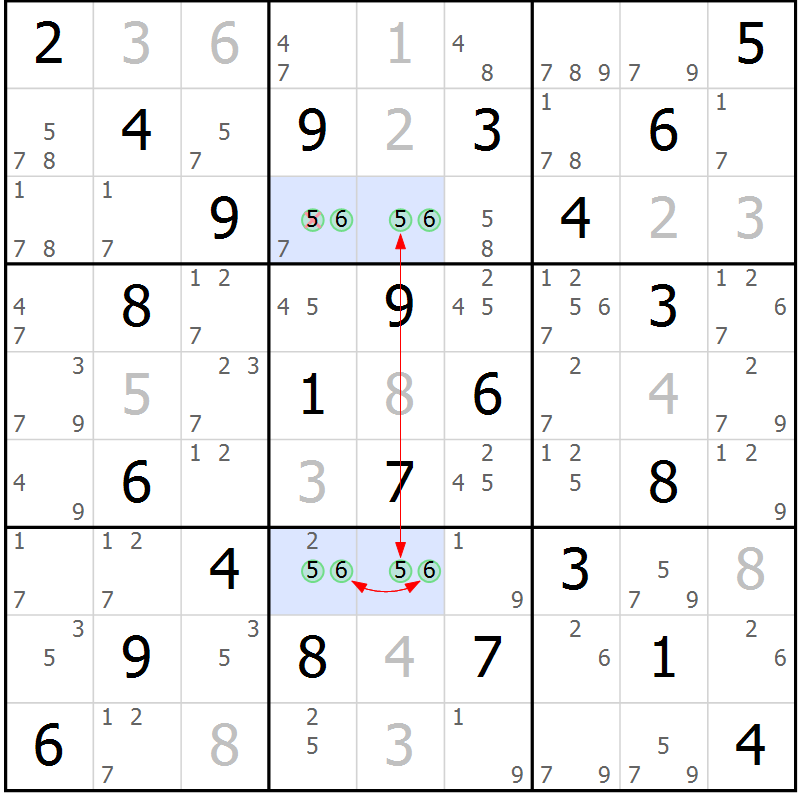 Position des candidats pour la solution de la Gr 42 page 45 du magazine de sudoku Maestro n° 097