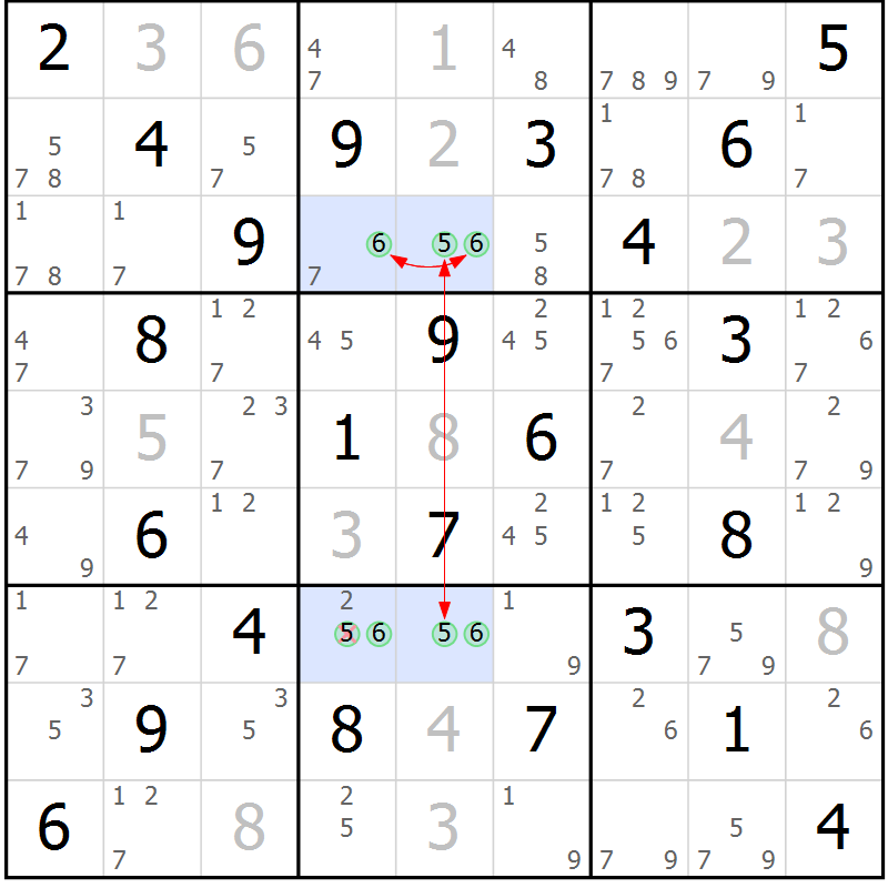 Position des candidats pour la solution de la Gr 42 page 45 du magazine de sudoku Maestro n° 097