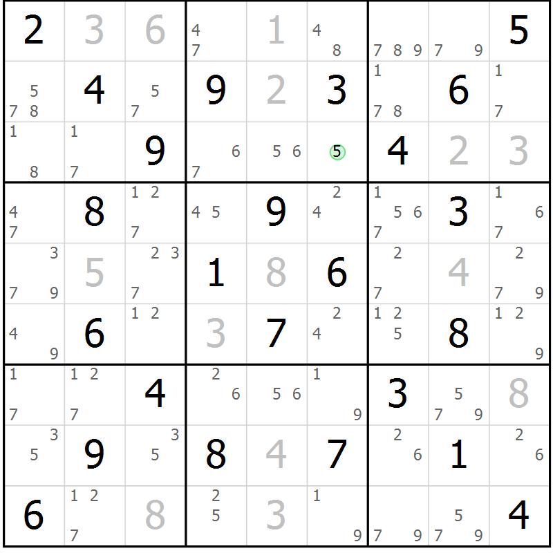 Position des candidats pour la solution de la Gr 42 page 45 du magazine de sudoku Maestro n° 097