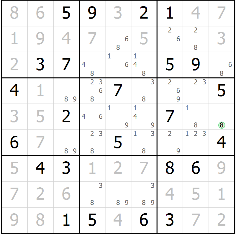 Position des candidats pour la solution de la Gr 44 page 47 du magazine de sudoku Maestro n° 097