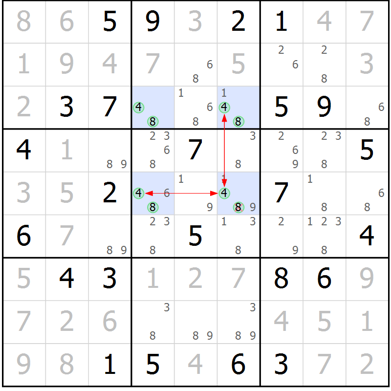 Position des candidats pour la solution de la Gr 44 page 47 du magazine de sudoku Maestro n° 097