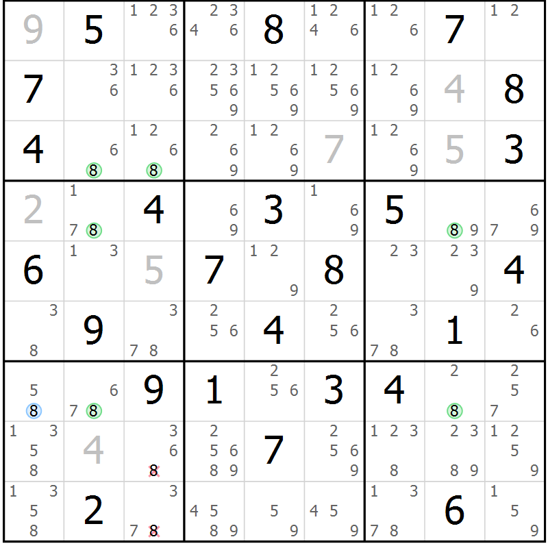Position des candidats pour la solution de la Gr 45 page 48 du magazine de sudoku Maestro n° 097
