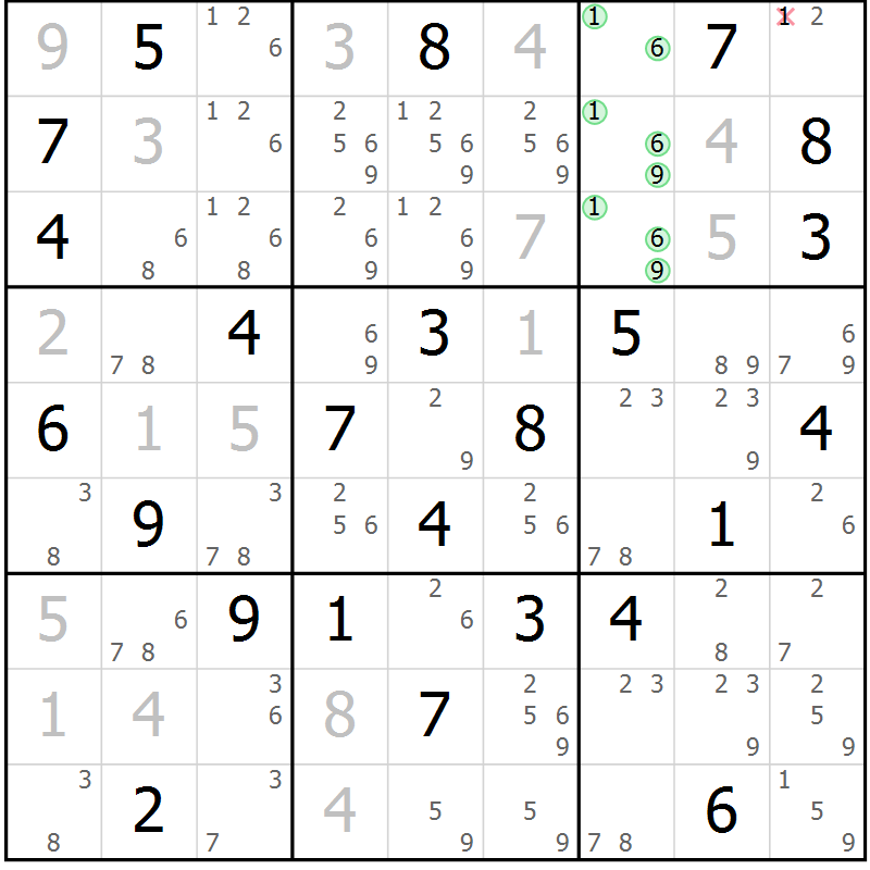 Position des candidats pour la solution de la Gr 45 page 48 du magazine de sudoku Maestro n° 097