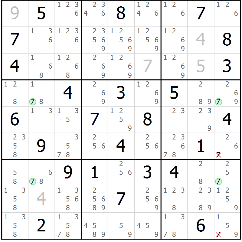 Position des candidats pour la solution de la Gr 45 page 48 du magazine de sudoku Maestro n° 097