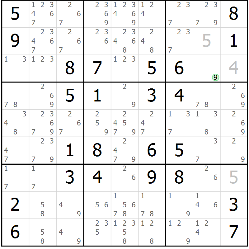 Position des candidats pour la solution de la Gr 47 page 50 du magazine de sudoku Maestro n° 097