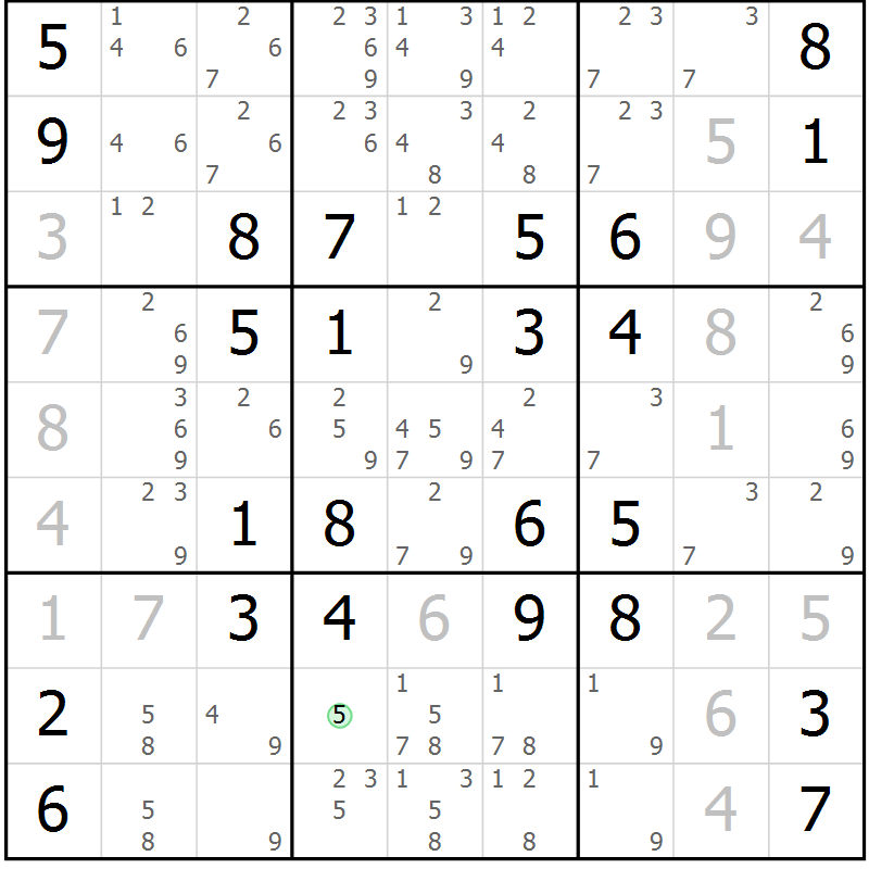 Position des candidats pour la solution de la Gr 47 page 50 du magazine de sudoku Maestro n° 097
