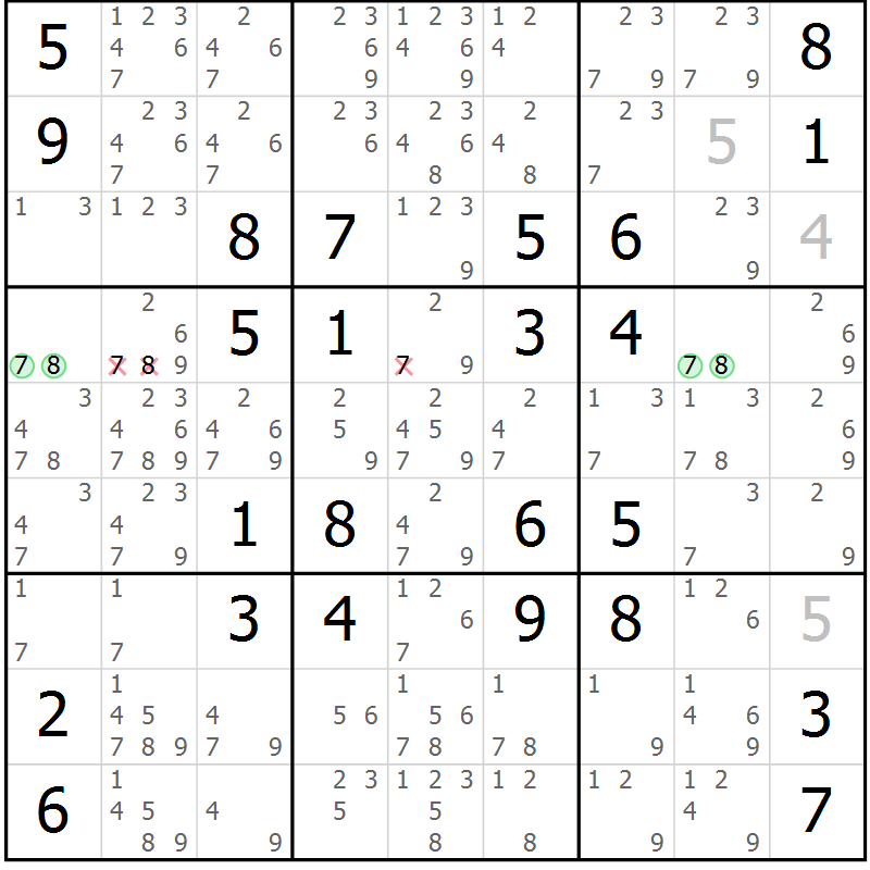 Position des candidats pour la solution de la Gr 47 page 50 du magazine de sudoku Maestro n° 097
