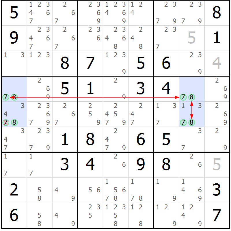 Position des candidats pour la solution de la Gr 47 page 50 du magazine de sudoku Maestro n° 097