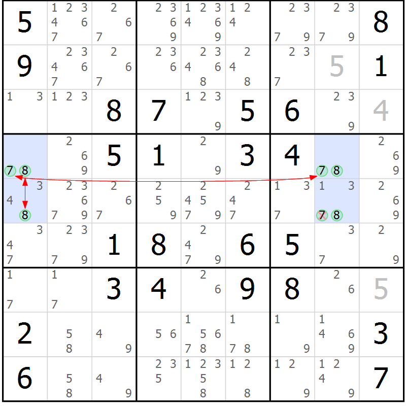 Position des candidats pour la solution de la Gr 47 page 50 du magazine de sudoku Maestro n° 097