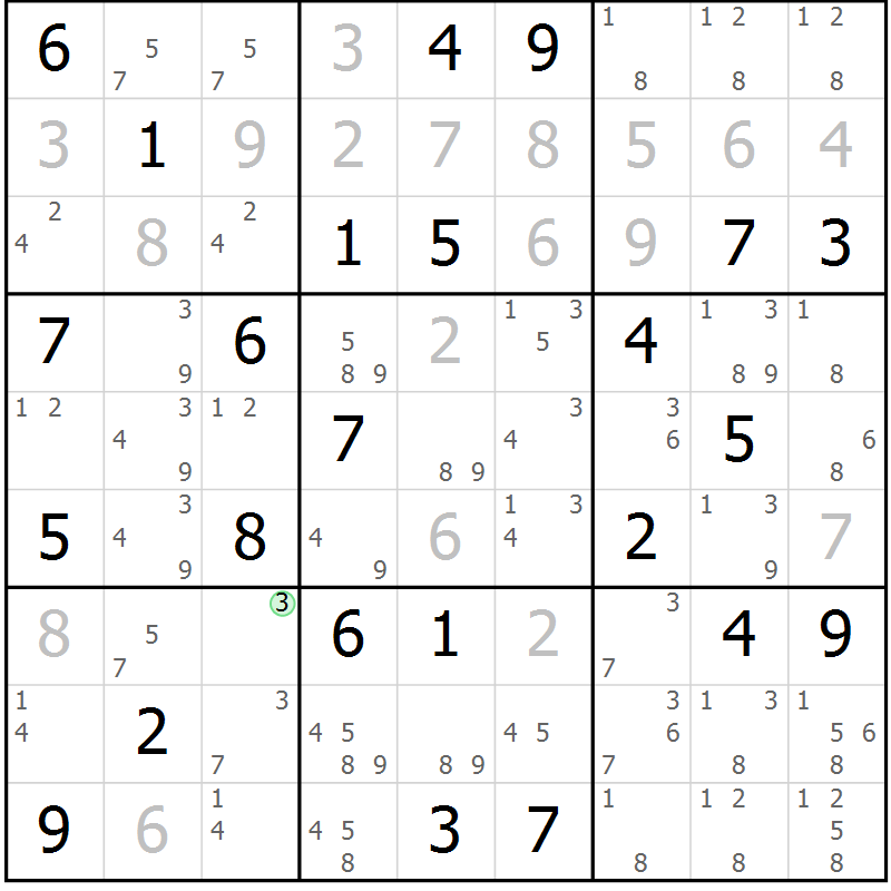 Position des candidats pour la solution de la Gr 48 page 51 du magazine de sudoku Maestro n° 097
