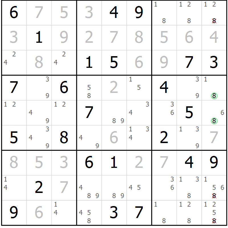Position des candidats pour la solution de la Gr 48 page 51 du magazine de sudoku Maestro n° 097