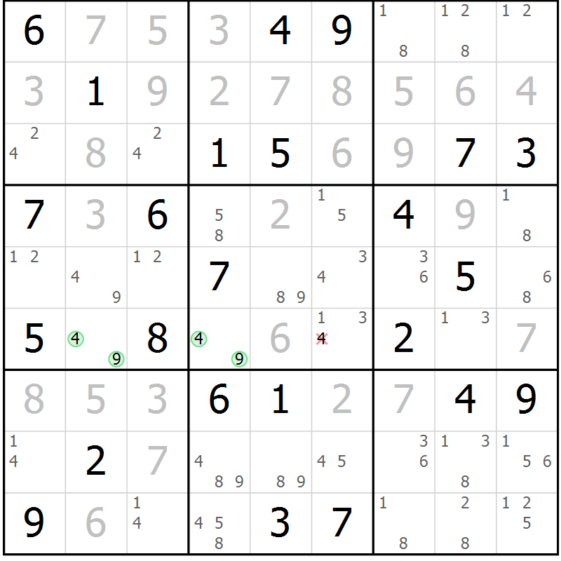 Position des candidats pour la solution de la Gr 48 page 51 du magazine de sudoku Maestro n° 097