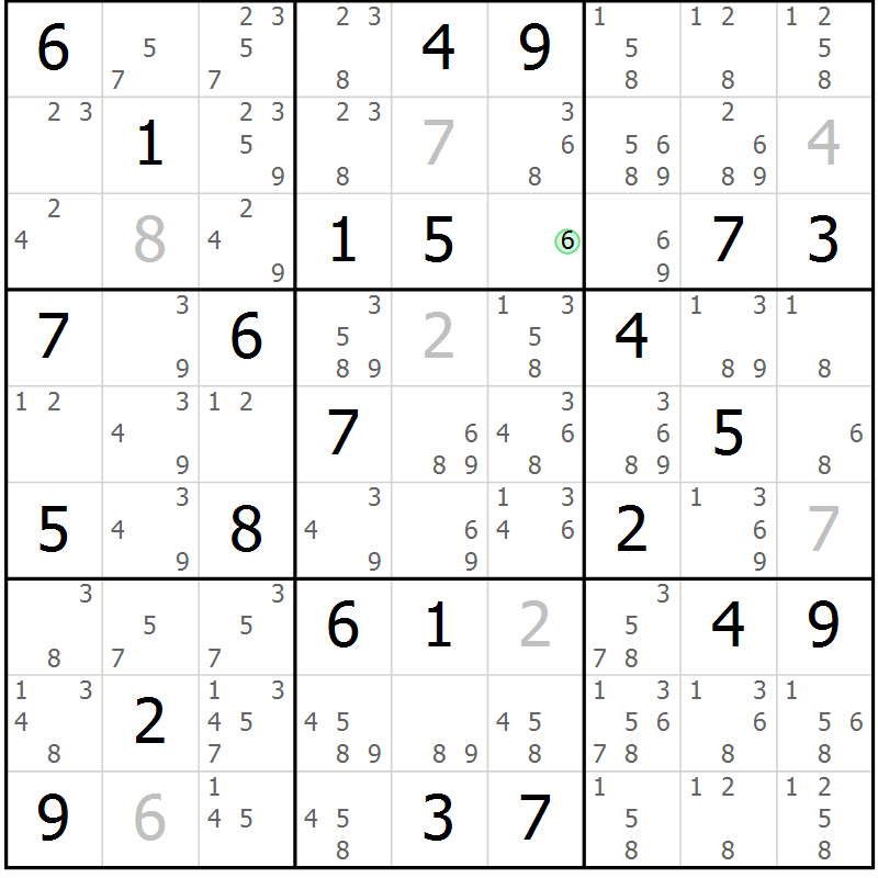 Position des candidats pour la solution de la Gr 48 page 51 du magazine de sudoku Maestro n° 097