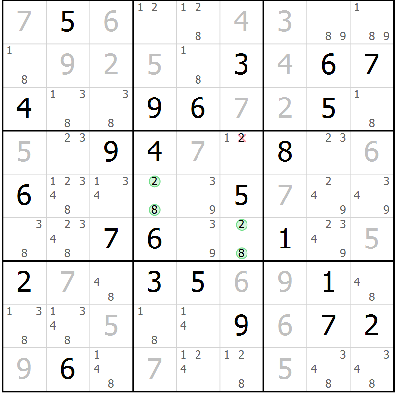 Position des candidats pour la solution de la Gr 50 page 53 du magazine de sudoku Maestro n° 097