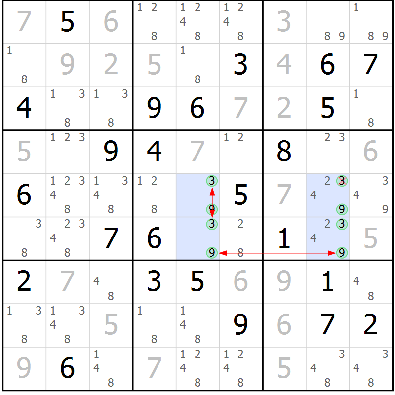 Position des candidats pour la solution de la Gr 50 page 53 du magazine de sudoku Maestro n° 097